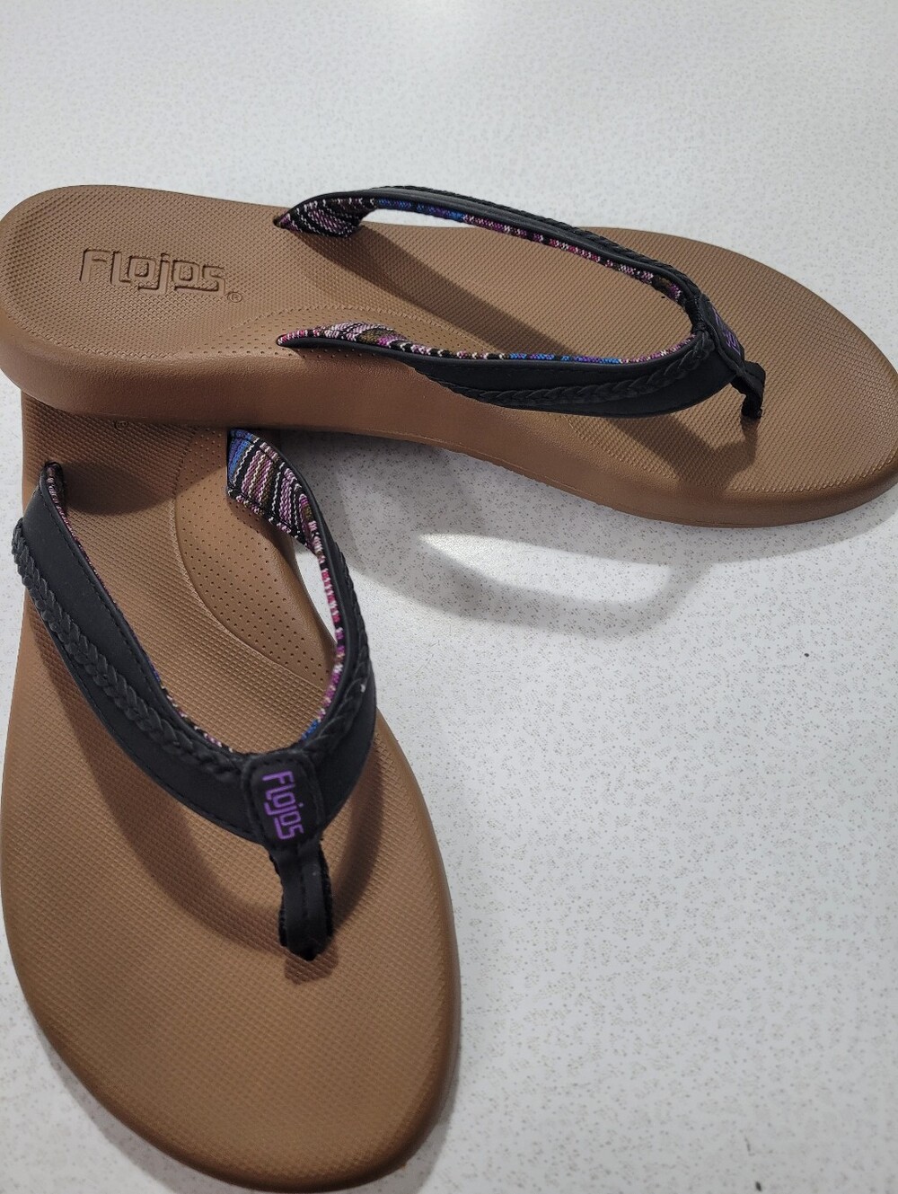 New Flojos Black Flip Flop Sandals Women's Shoes Size 9